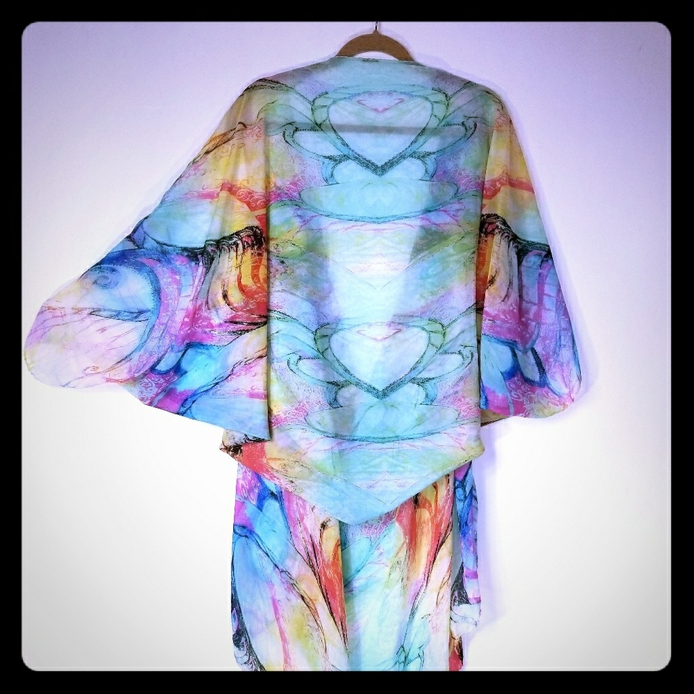 Rainbow kimono caftan robe
